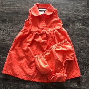 Orange embroidered dress with matching bloomers
